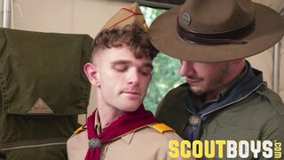 ScoutBoys Dangled uniformed scoutmaster, Jordan Starr barebacks youngster