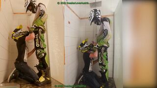 Workerboy and MX boy in the bathroom, toying with slime