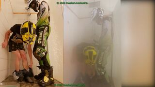 Workerboy and MX boy in the bathroom, toying with slime