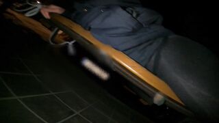 Eccentric youngster caught trio times smashing a bench, ¡intense climax!...