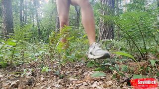 My bare walk in the forest finished with a cream-colored jizz flow