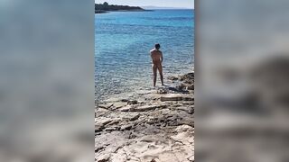 Hiker catches a dude getting nude on a beach and he gets his donk ravaged by him