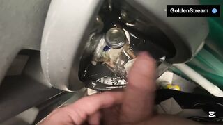 eighteen-yr-older dude takes a pee in the messiest restroom youve ever seen.