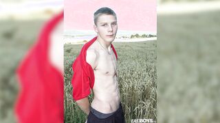 Molten nice twunk Czech guy showcases of figure on public