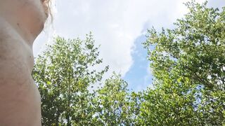 Naked public getting off in the forest - but who the plumb took my clothes?