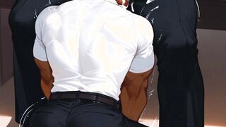 Scorching Queer Gang Lovemaking In The Office With The Manager Plumbing Their Cabooses!