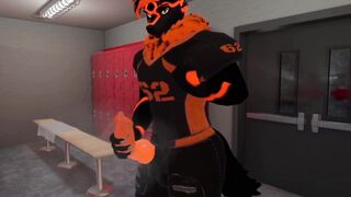 Musky HISS U football player masturbates off in lockeroom