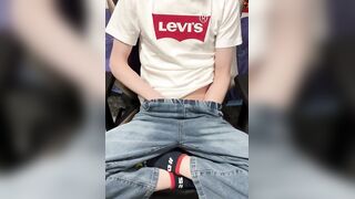 legal-yr-elderly lad milking off on camera