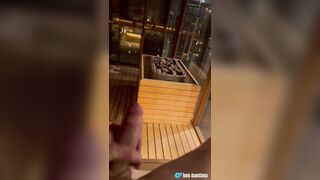 Sauna Demonstrate - Masturbating off in the glass case & the towel gets total of jism