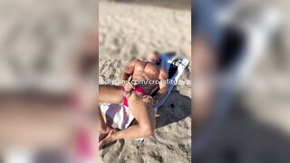 Solo onanism at the river with utter of cun swimwear