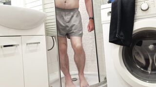 Utter bladder fight until I desperate urinate my underpants. Got lots of urinate all over myself