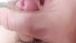 Close up dickhead jerking. Had lots of precum leaking out until I nutted it all out!