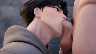 Jinu blowing a Giant Salami