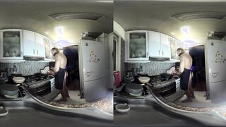 Bulky Latino Chef Cooking Nearly Bare… and Obeying You His Sausage for Dessert VR Teaser